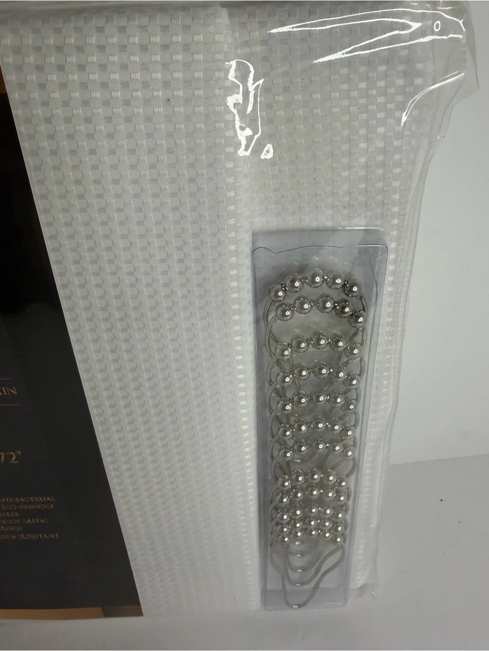 Vishreno Simple Luxuries White Fabric Shower Curtain 72x72 w/ Metal Hooks NEW